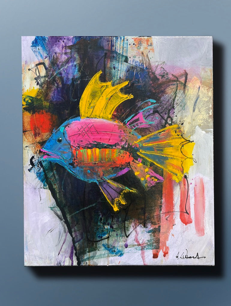 Fish on abstract background