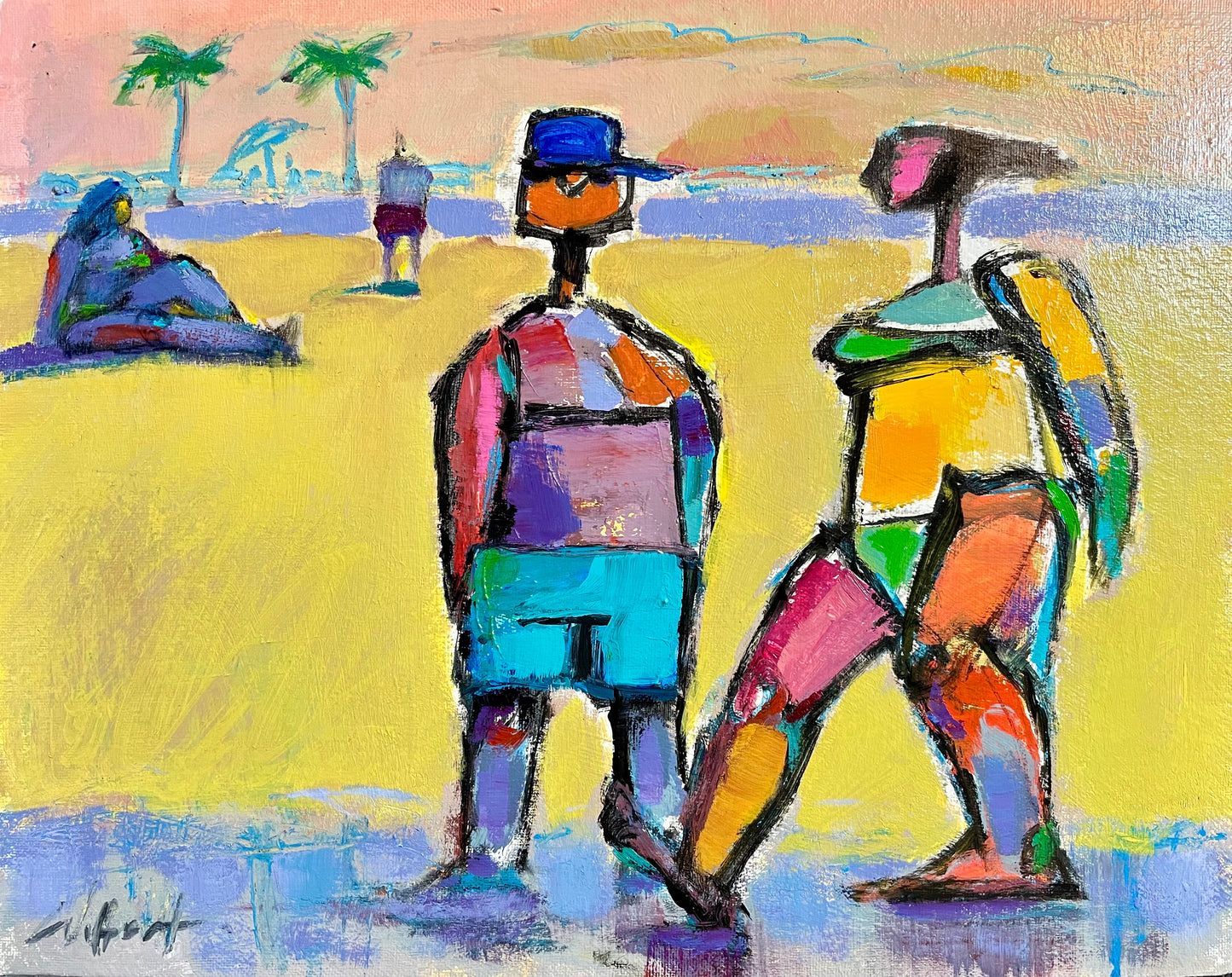 Surf Listener, 35.5 x 28 cm acrylic on canvas panel