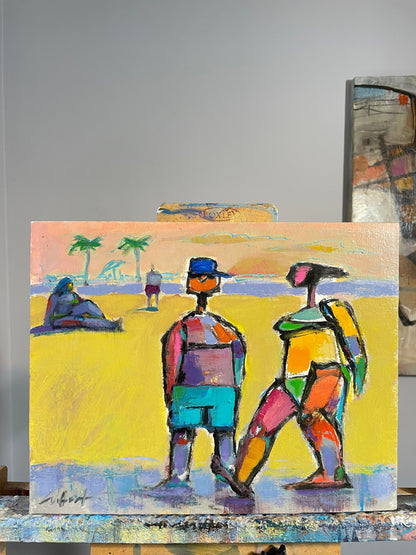 Surf Listener, 35.5 x 28 cm acrylic on canvas panel
