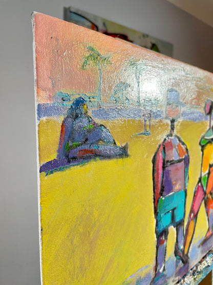 Surf Listener, 35.5 x 28 cm acrylic on canvas panel